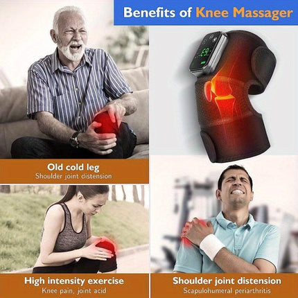Cordless Heating Knee Pad With Massage Function - Black.
