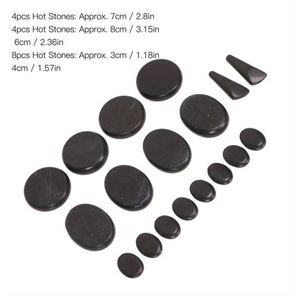 18Pcs Heated Basalt Massage Stones With Warmer Box.