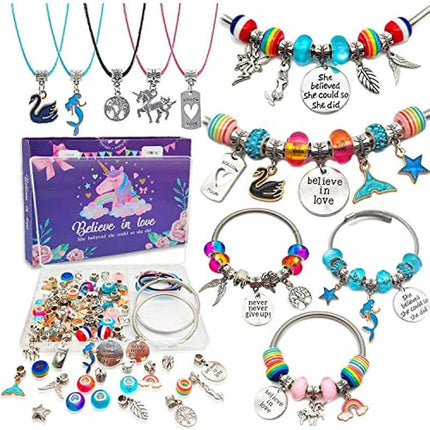 Unicorn & Mermaid Charm Bracelet Craft Kit for Girls.