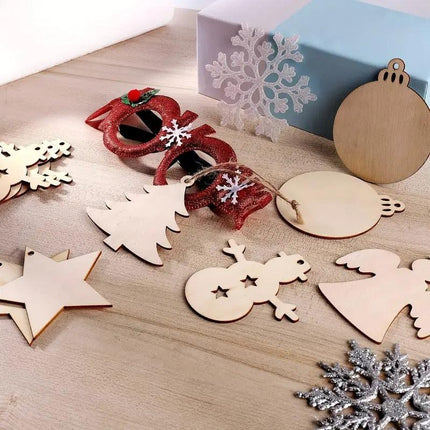 DIY Wooden Christmas Tree Ornaments Craft Set (60pcs).