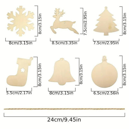 DIY Wooden Christmas Tree Ornaments Craft Set (60pcs).