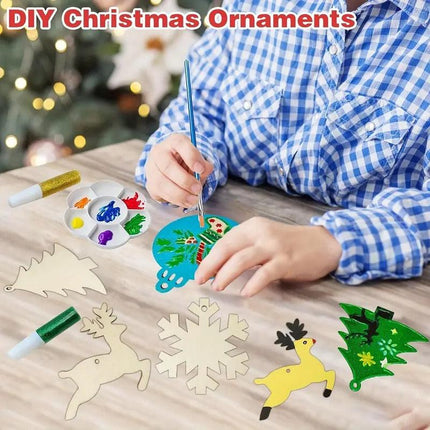 DIY Wooden Christmas Tree Ornaments Craft Set (60pcs).