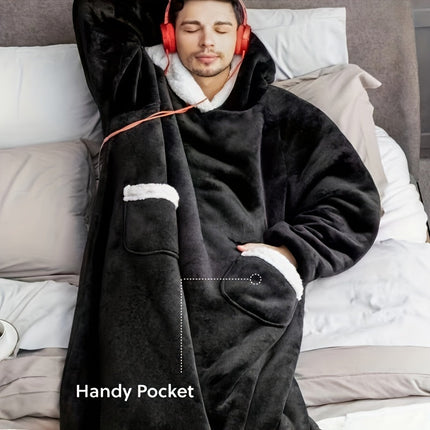 Flannel Hooded TV Blanket for Winter Warmth.