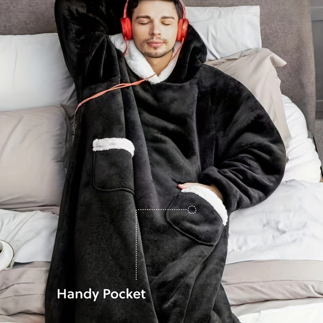 Flannel Hooded TV Blanket for Winter Warmth.