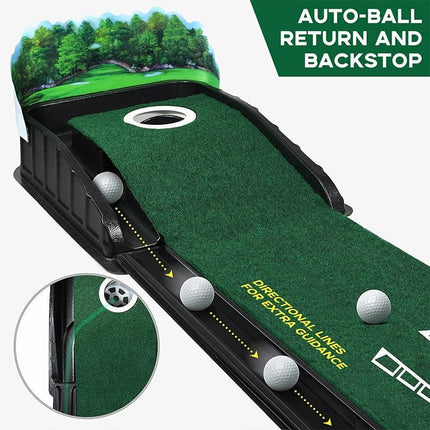 Golf Accelerator Indoor Putting Mat with Ball Return.
