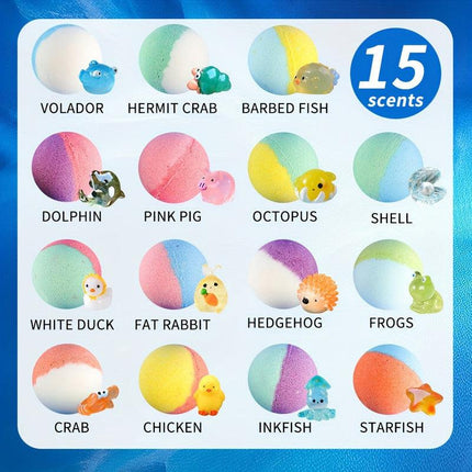 Surprise Toy Bath Bombs for Kids (15-Pack).