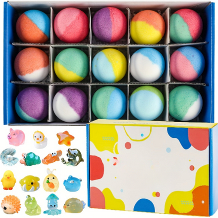 Surprise Toy Bath Bombs for Kids (15-Pack).