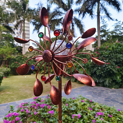 Solar Powered Metal Wind Spinner with LED Lights.