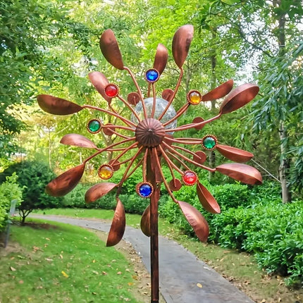 Solar Powered Metal Wind Spinner with LED Lights.