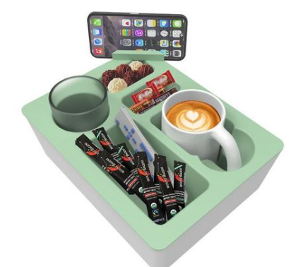 Silicone Sofa Caddy Tray with Cup & Phone Holder.