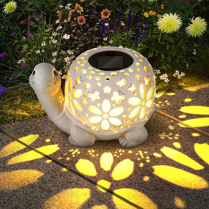 Solar Powered Turtle Light Resin Statue.