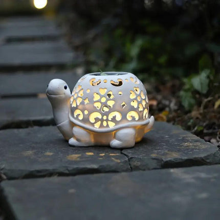 Solar Powered Turtle Light Resin Statue.