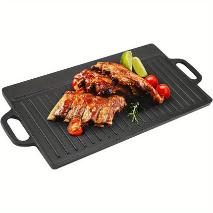 Non-Stick Cast Iron Griddle Pan, Double-Sided Grill.