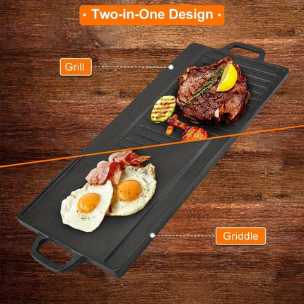 Non-Stick Cast Iron Griddle Pan, Double-Sided Grill.