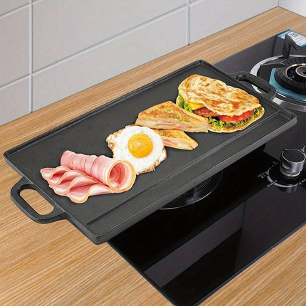 Non-Stick Cast Iron Griddle Pan, Double-Sided Grill.