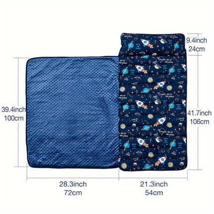 Rocket Pattern Nap Mat for Kids Travel & Daycare.