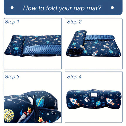 Rocket Pattern Nap Mat for Kids Travel & Daycare.