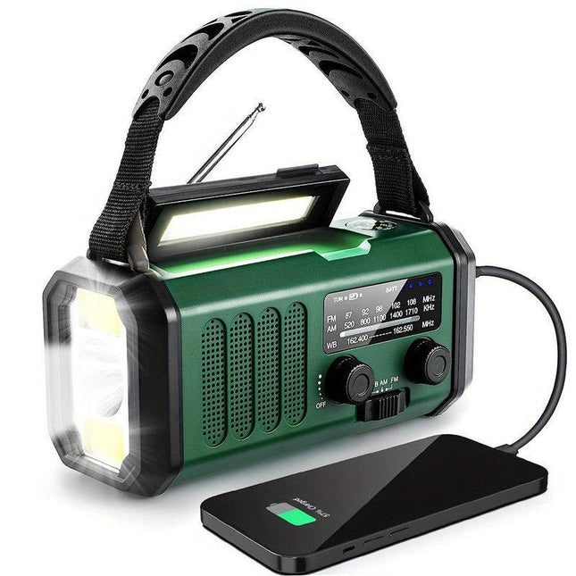 10000mAh Solar-Powered Emergency Radio with Flashlight.