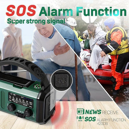 10000mAh Solar-Powered Emergency Radio with Flashlight.