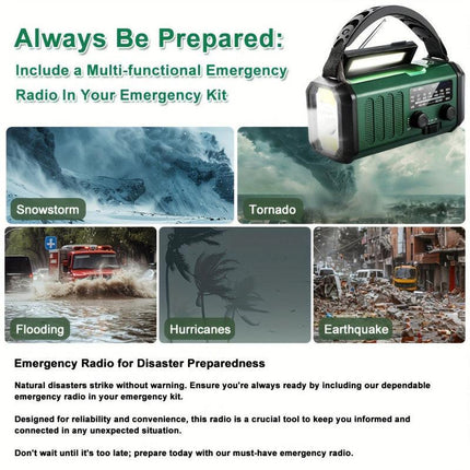 10000mAh Solar-Powered Emergency Radio with Flashlight.