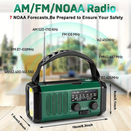 10000mAh Solar-Powered Emergency Radio with Flashlight.