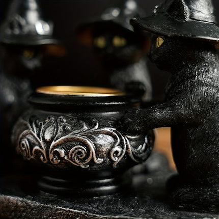 Halloween Witch Cat Sculpture Figurine.