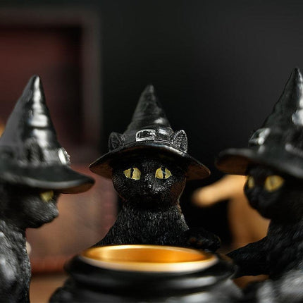 Halloween Witch Cat Sculpture Figurine.