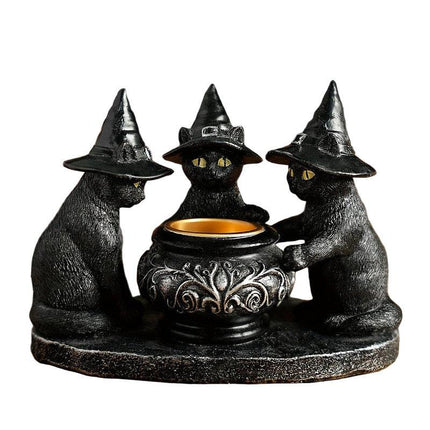 Halloween Witch Cat Sculpture Figurine.