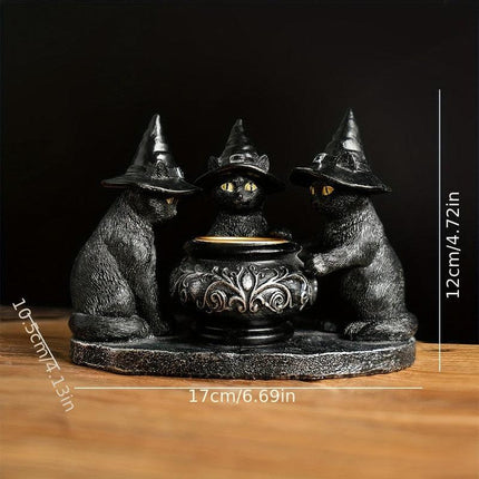 Halloween Witch Cat Sculpture Figurine.
