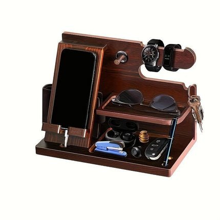 Wooden Desk Organizer Phone Docking Station Stand.