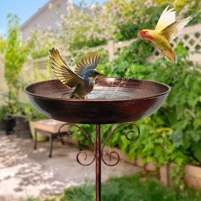 Vintage Metal Bird Bath with Pedestal Stand.