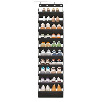 10-Tier Over-the-Door Foldable Shoe Organizer.
