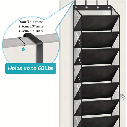 10-Tier Over-the-Door Foldable Shoe Organizer.