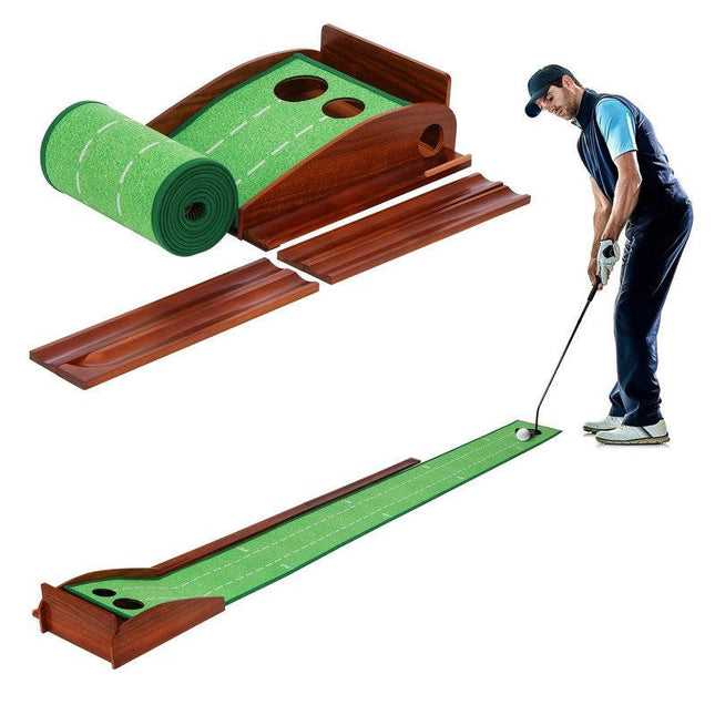 Golf Putting Mat with 2-Hole Training Design.