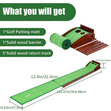 Golf Putting Mat with 2-Hole Training Design.