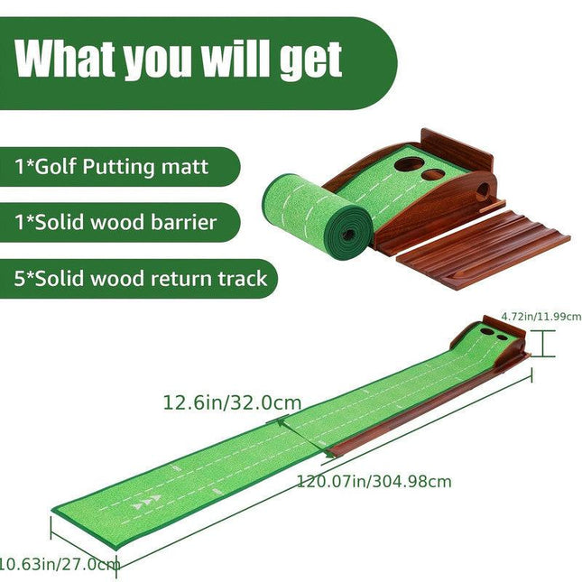 Golf Putting Mat with 2-Hole Training Design.