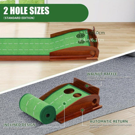 Golf Putting Mat with 2-Hole Training Design.