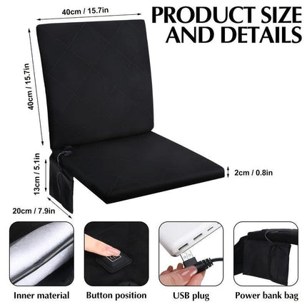 Portable Heated Foldable Seat Cushion with USB Power.