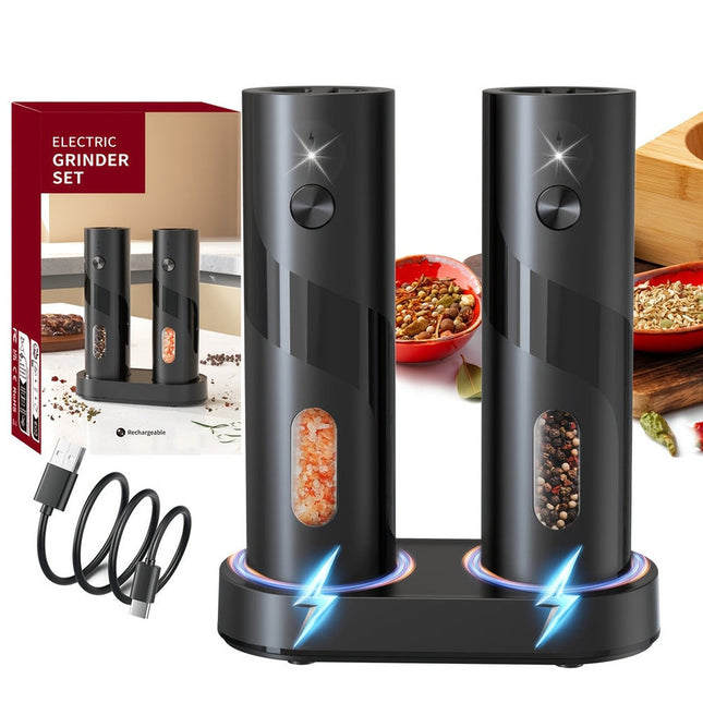 Electric Salt & Pepper Grinder Set with Charging Base (2 pcs).