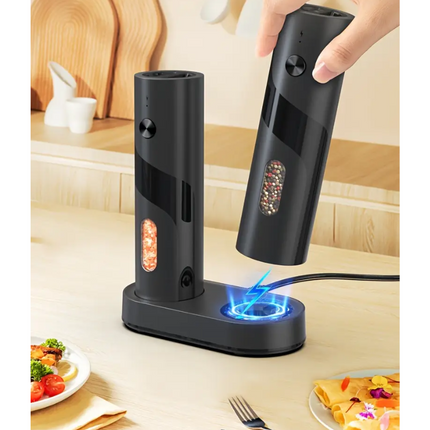 Electric Salt & Pepper Grinder Set with Charging Base (2 pcs).