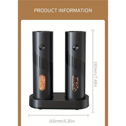 Electric Salt & Pepper Grinder Set with Charging Base (2 pcs).