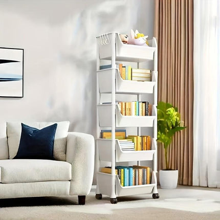 Mobile Bookshelf Office Cart (5-Tier).