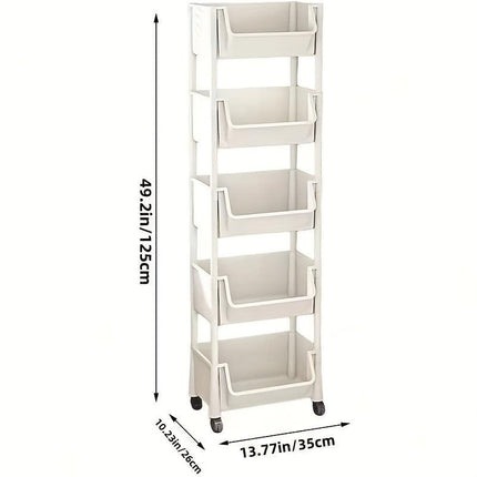 Mobile Bookshelf Office Cart (5-Tier).