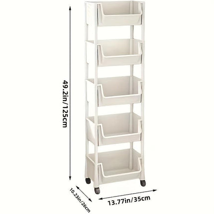 Mobile Bookshelf Office Cart (5-Tier).