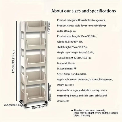 Mobile Bookshelf Office Cart (5-Tier).