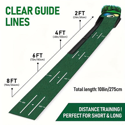 Golf Putting Mat Set with Ball Return System.