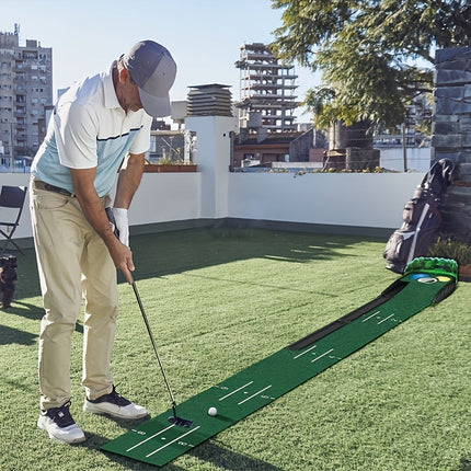 Golf Putting Mat Set with Ball Return System.