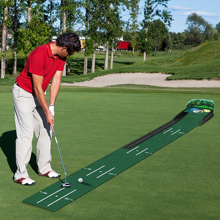 Golf Putting Mat Set with Ball Return System.