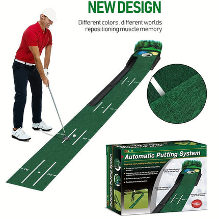 Golf Putting Mat Set with Ball Return System.