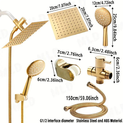 Golden Rainfall Shower Head Handheld Combo Set.